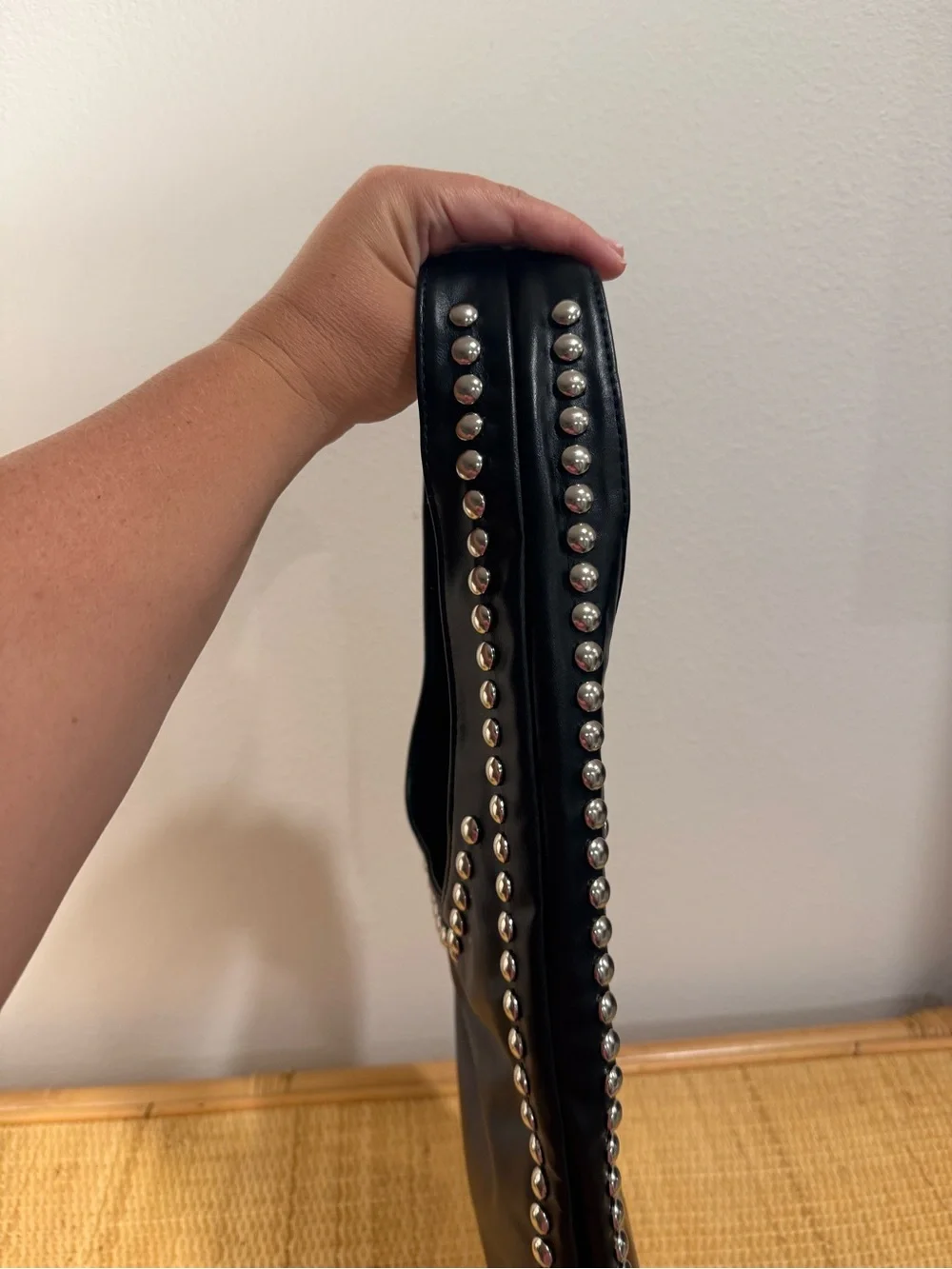 Anthropologie Black Leather Studded Shoulder Bag